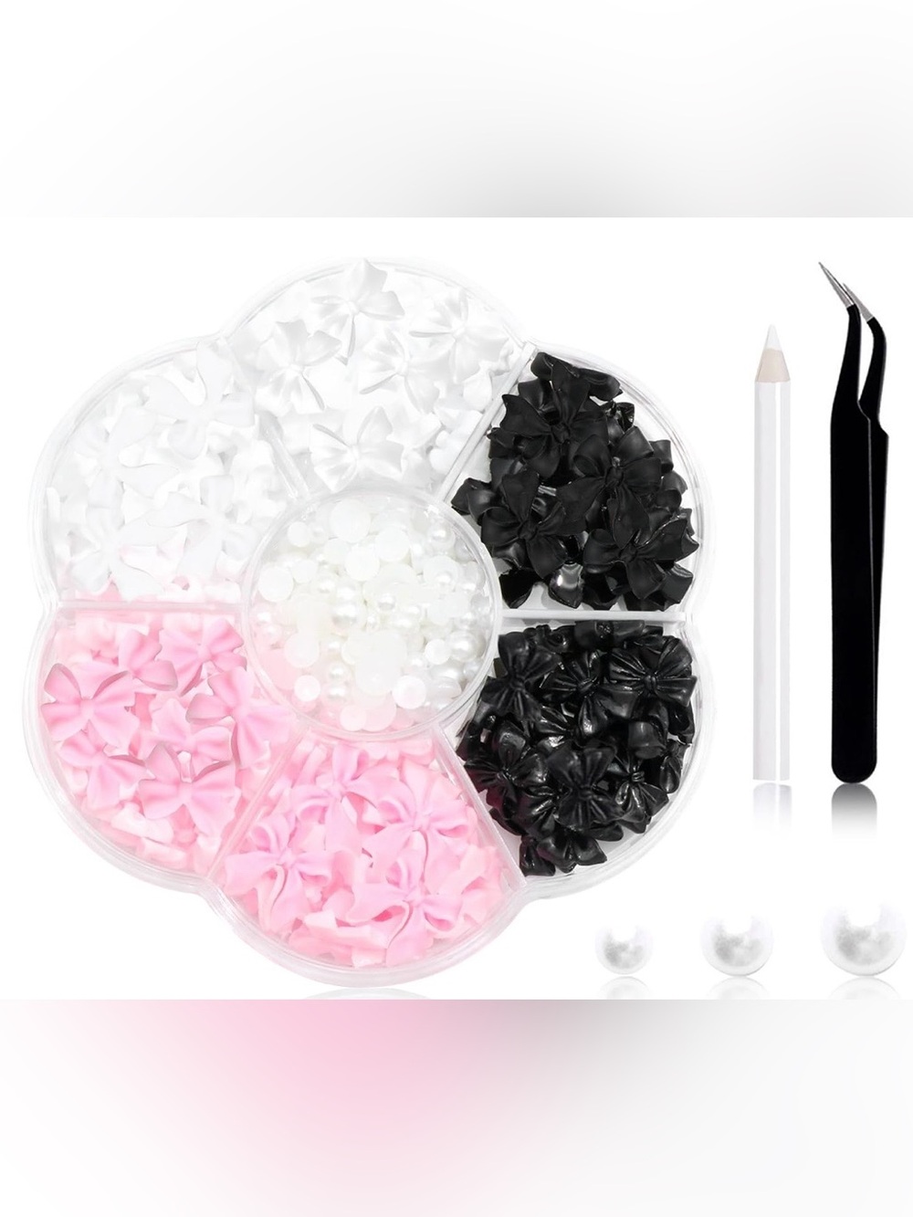 All Black Nail Bow Art Charm Kit